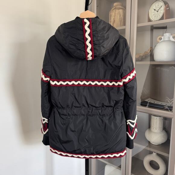 CHANEL Sport Down Filled Black Stitched Yarn Hooded Snow Jacket 36 Logo Zip Coat - Picture 4 of 7